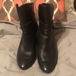Ecco Bkack Leather High Heel Ankle Boots